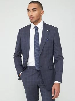 Image of Ted Baker Sterling Check Jacket - Blue, Size 36, Men