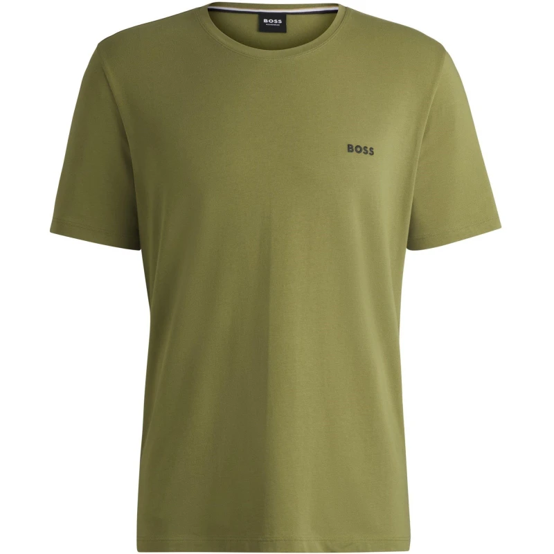 Image of Boss Mens MixMatch Premium Cotton T-Shirt Med Green 311 male S