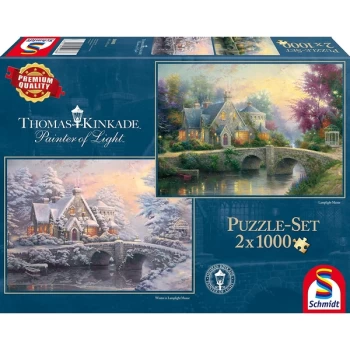 Image of Thomas Kinkade: Lamplight Manor/Winter in Lamplight Manor 2-Pack Jigsaw Puzzle - 1000 Pieces