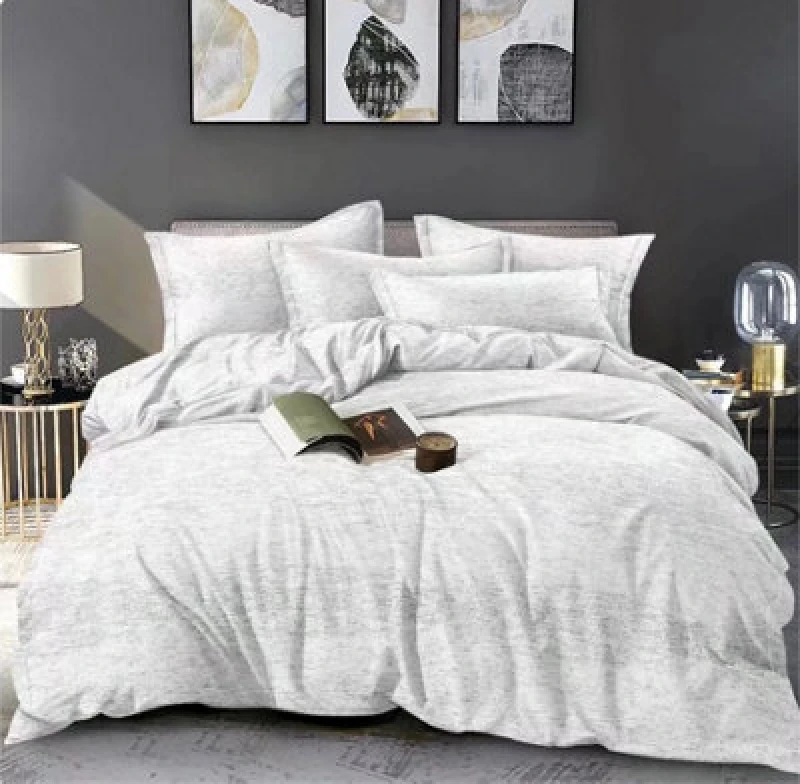 Image of Ezysleep Ezysleep Silver Marl Printed Duvet Set Size: Single Silver Single Unisex 0721545589644