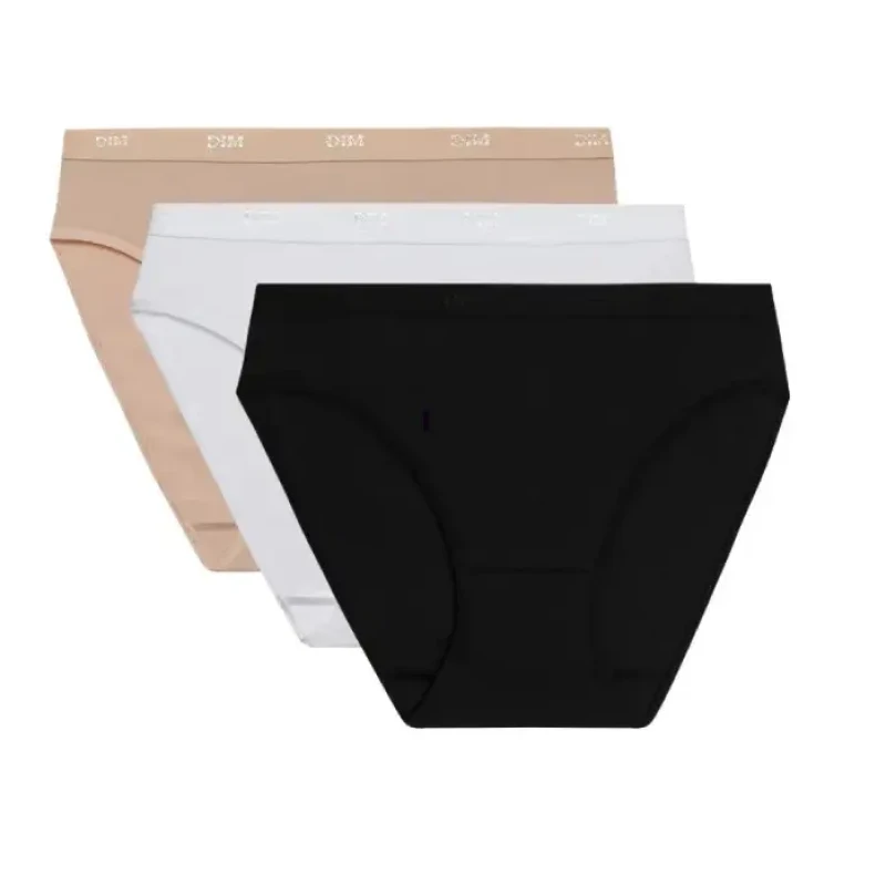 Image of Dim Pack of 3 womens panties DIM Coton Stretch Pockets Eco Blanc Female 44/46
