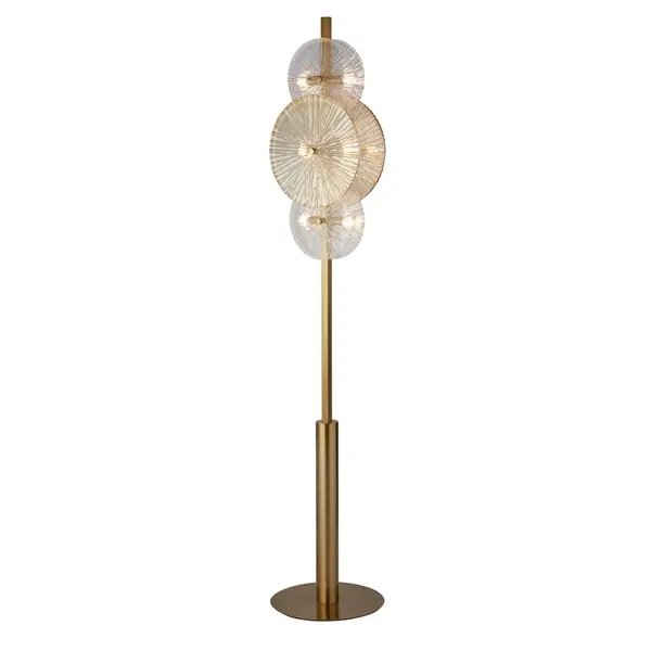 Image of Searchlight Searchlight Wagon Wheel Floor Lamp - Bronze with Amber Glass
