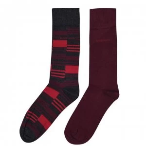 Image of Hugo Boss 2 Pack Stripe Socks Red/Grey