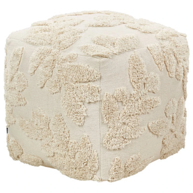 Image of Beliani Pouffe Tufted Multan Cotton Beige