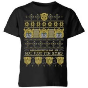 Image of Bumblebee Classic Ugly Knit Kids Christmas T-Shirt - Black - 7-8 Years
