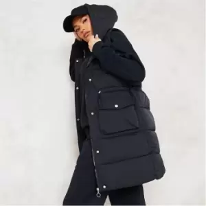 Image of I Saw It First Premium Longline Hooded Gilet - Black