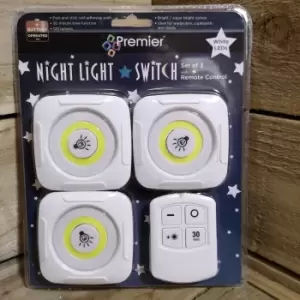 Image of Premier Set of 3 Remote Control LED Bright White Night Lights