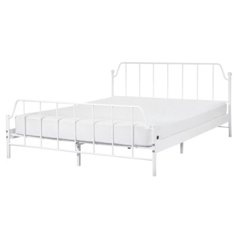 Image of Beliani Bed Metal Mauressac 160 X 200 Cm (Eu King Size) White