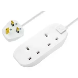 Image of Masterplug 2 Socket 13A White Extension Lead, 5M