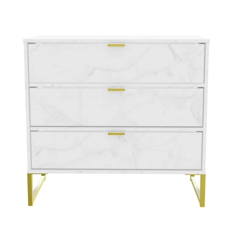 Image of Tamworth 3 Drawer Chest Of Drawers In Marble (Ready Assembled)
