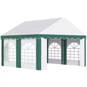 Image of Outsunny 4 x 4m Garden Gazebo with Sides, Galvanised Marquee Party Tent with Four Windows and Double Doors, for Parties, Wedding and Events