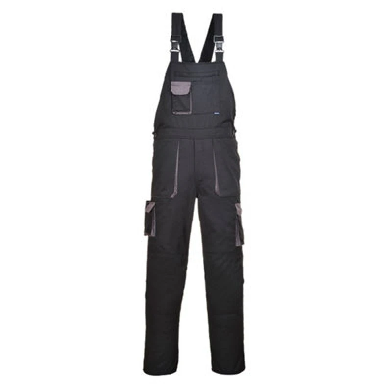Image of Portwest Texo Contrast Bib and Brace TX12BKRS Colour: Black