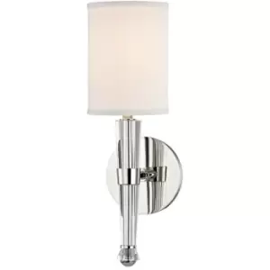 Image of Volta 1 Light Wall Sconce Polished Nickel, Linen