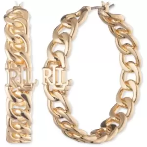 Image of Ladies Lauren Ralph Lauren Base metal PE 35MM CURB CHAIN HOOP-GLD