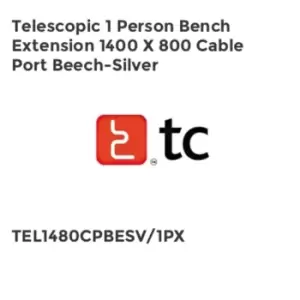 Image of TC Group Telescopic 1 Person Bench Extension 1400 x 800 Cable Port Beech-silver
