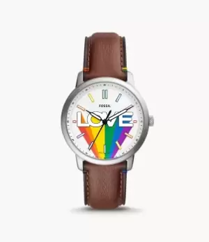 Image of Fossil Unisex Limited Edition Pride Neutra Three-Hand Medium Brown Eco Leather Watch