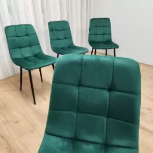 Image of Kosy Koala - Dining Chairs Set Of 4 Green Tufted Chairs Velvet Chairs, Soft Padded Seat Living Room Chairs , Kitchen Chairs