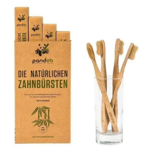 Image of Pandoo bamboo Medium Soft Toothbrush 4Pcs