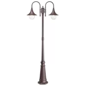 Image of Ideal Lux CIMA - Outdoor Lamp Post 2 Lights Coffee IP43, E27