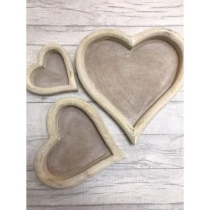 Image of Set of 3 Wooden Heart Trays