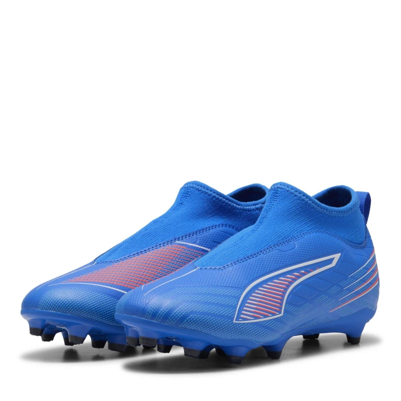 Image of Puma Ultra 5 Match Laceless Junior Firm Ground Football Boots Blue/White male 3 (35.5)