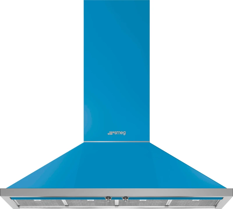 Image of Smeg Portofino KPF12T 120cm Chimney Cooker Hood - Turquoise, Blue