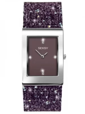 Image of Sekonda Ladies Seksy Rocks Purple Dial Stone Set Bracelet Watch 2857