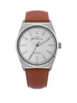 Image of Ben Sherman Silver Dial Brown Leather Strap Mens Watch, One Colour, Men