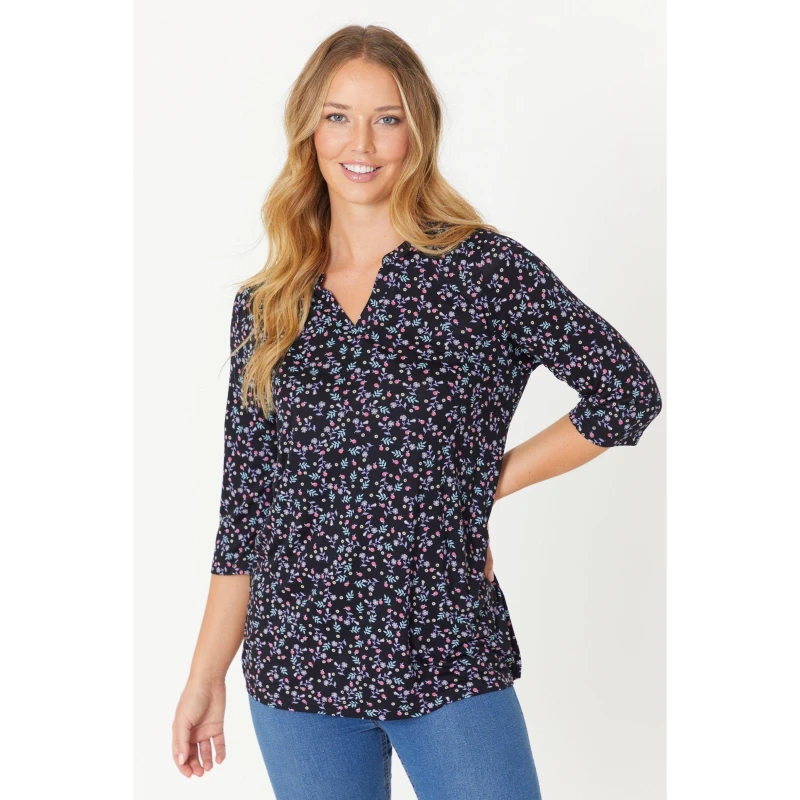 Image of Be You Ditsy Open Collar Tunic - None None 10