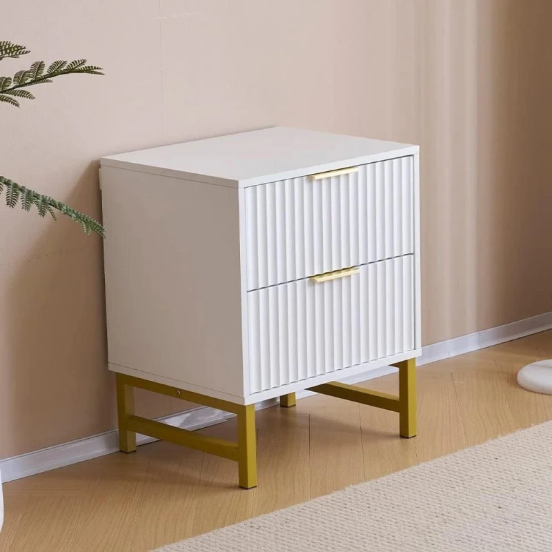 Image of KOSY KOALA KOSY KOALA Modern White Bedside Table with 2 Drawers, Gold Metal Legs for Bedroom White One Size Unisex 5061055342533