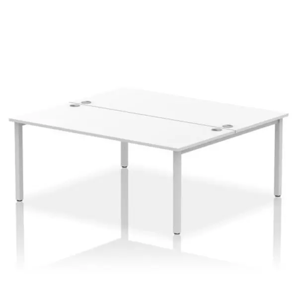 Image of Impulse Impulse Bench B2B 2 Person 1800 Silver Frame Office Bench Desk White IMB2P18WHTS