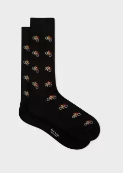Image of Paul Smith Black 'Bicycle' Pattern Socks
