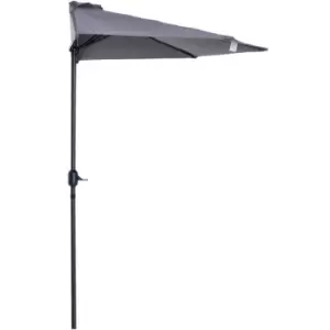 Image of Half Parasol Aluminium Frame Crank (3m, Grey)-- NO BASE INCLUDED - Outsunny