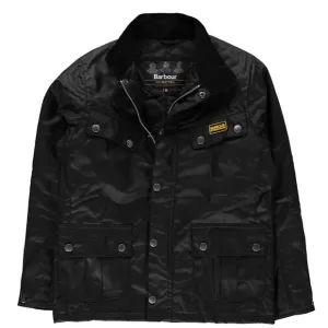 Image of Barbour International Boys' Duke Wax Jacket - Black - M (8-9 Years)