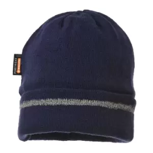 Image of Portwest Reflective Trim Knit Hat Navy One Size