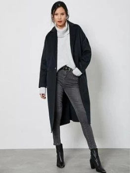 Image of Mint Velvet Mint Velvet Popper Detail Split Seam Coat, Forest Green Size M Women