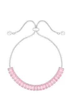 Image of Silver Pink Crystal Baguette Stone Toggle Bracelet