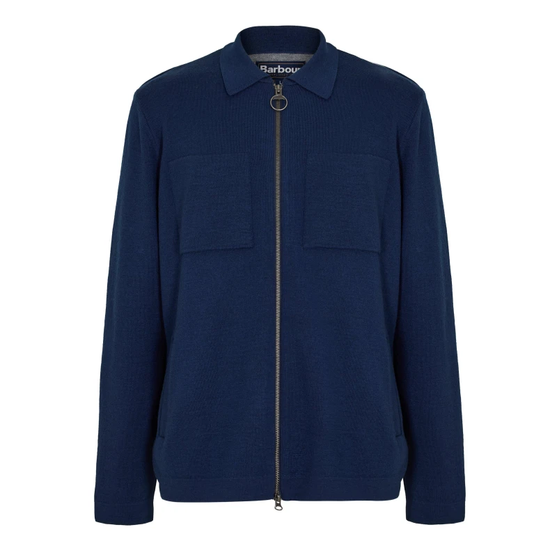 Image of Barbour Mens Croscombe Knit Modern Heritage Cardigan Navy Marl male L