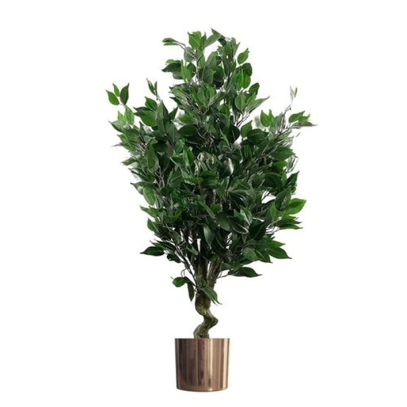 Image of Leaf 110cm Leaf Realistic Artificial Ficus Tree / Plant Copper Planter