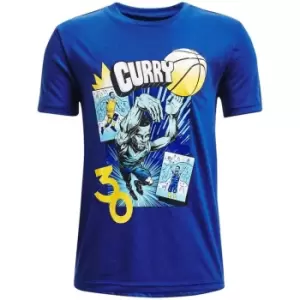 Image of Under Armour Armour Curry Comic Short Sleeve T Shirt Junior Boys - Blue