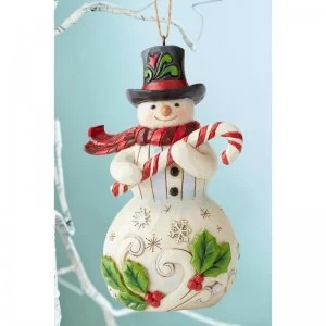 Image of Heartwood Creek Snowman with Candy Cane Ornament