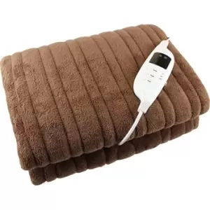 Image of Puremate Brown Fleece Electric Heated Throw 160 x 130cm
