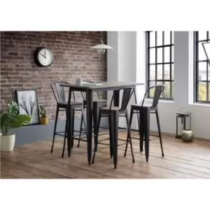 Image of Solid Elm Bar Table with 4 Matching Stools - Grafton