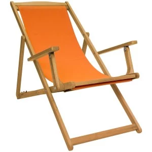 Image of Charles Bentley FSC Eucalyptus Deck Chair - Orange