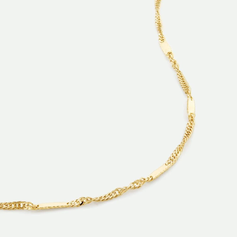 Image of The Fine Collective Womens 9ct Yellow Gold Singapore Bar Chain Necklace 18" Size: 18" Gold Female 18"