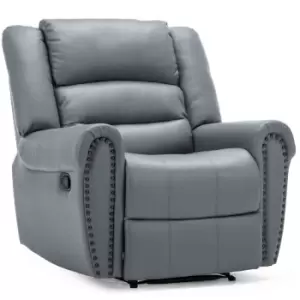 Image of Denver Leather Recliner Chair Armchair - Grey