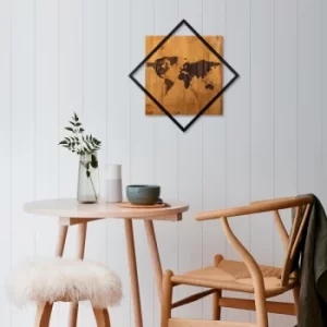 Image of World 2 Walnut Black Decorative Wooden Wall Accessory