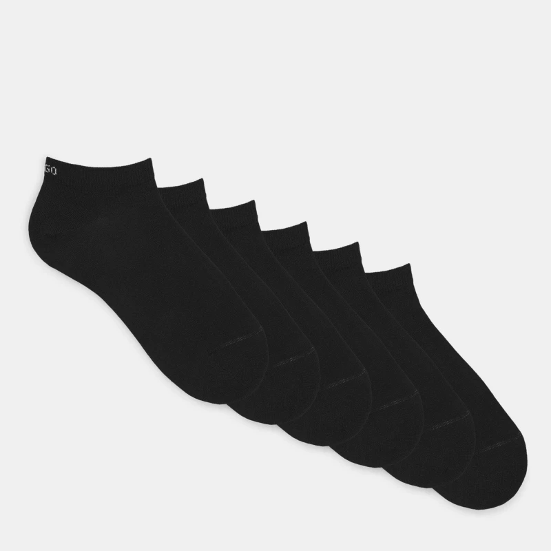 Image of Hugo Mens Cotton Blend 6-Pack Trainer Socks Black 001 male 6-11