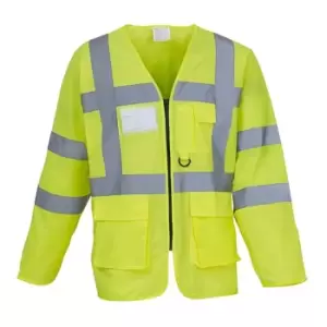 Image of Yoko Mens Executive Hi-Vis Long Sleeve Safety Waistcoat (S) (Hi-Vis Yellow)