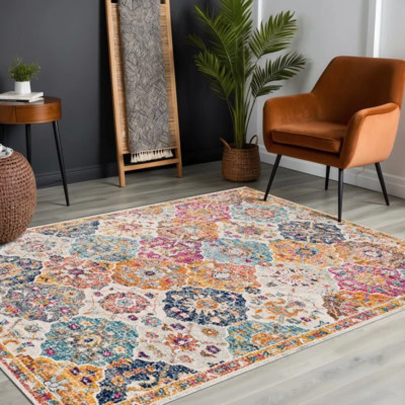 Image of Livabliss Vintage Oriental Boho Saffron/burnt Orange Ines Area Rug 160 X 220 Cm - Easy Care, Non Shedding, Ideal For Living Room & Bedroom